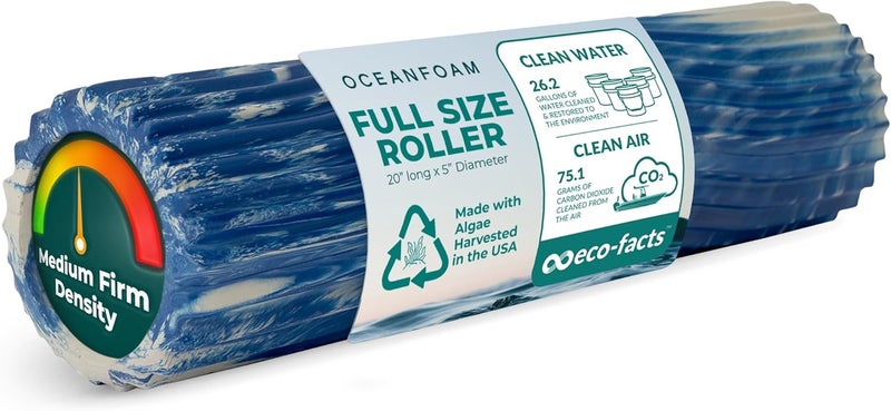 Oceanfoam Tidal Roller - Royal Marbled - Muscle Massage Foam Roller for Back Pain & Stretching - Firm and Ergonomic Wide Wave Textured - Yoga, Athletics, & Wellness - Full Size, 20" x 5" - Image 1